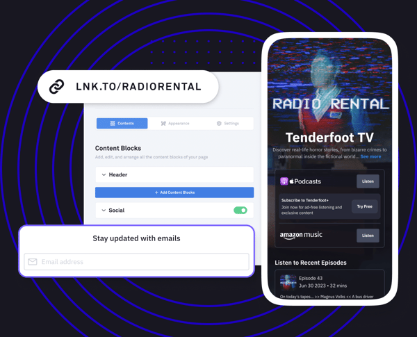 Landing pages for podcast promotion