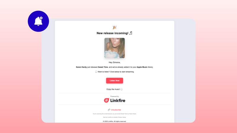 artist-centric tools Linkfire automated email notifications