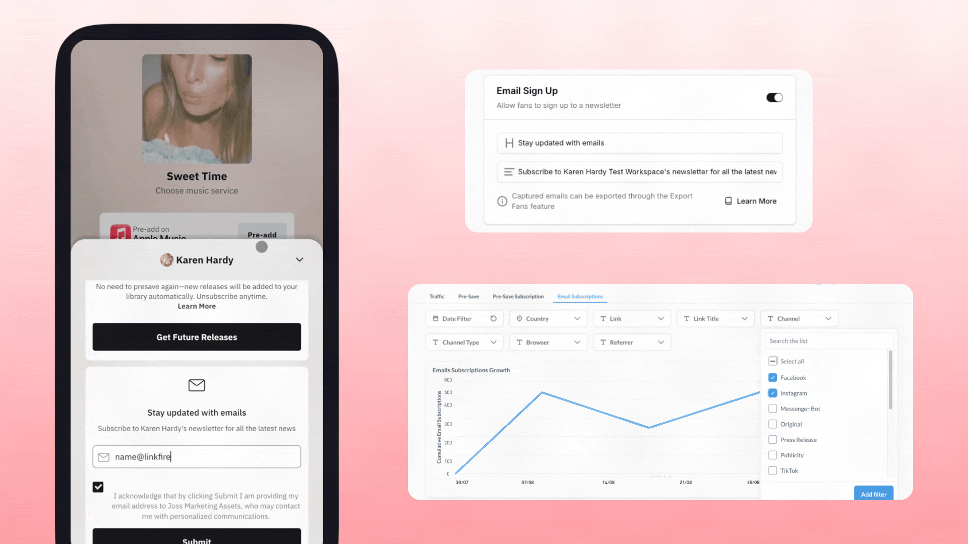 artist-centric tools Linkfire email sign up